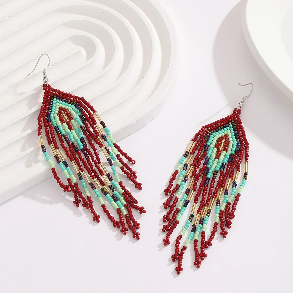 Серьги из бисера Геометрический дизайн Градиент Оригинальность Ручное вязание