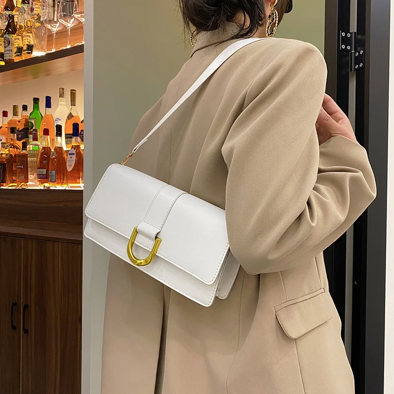 

Fashion Crossbody Bags for Women Designer Pu Leather Female Shoulder Bags Simple Ladies Underarm Bags Small Handbag and Purse