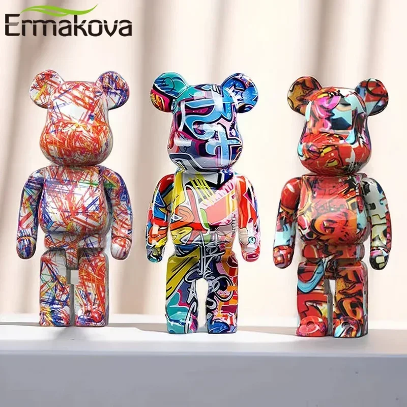 Фото ERMAKOVA 27 см статуэтка медведя в стиле граффити, декор для дома, статуэтка животного, банка для хранения денег, скульптура для интерьера №1