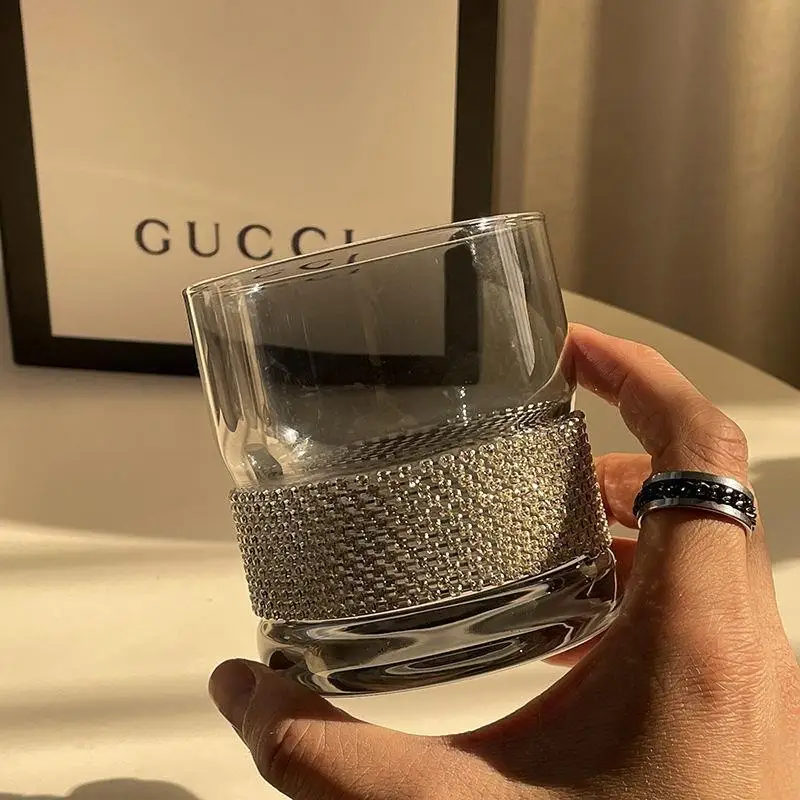 

Diamond crystal glass whiskey wine glass cold water cup set with diamonds