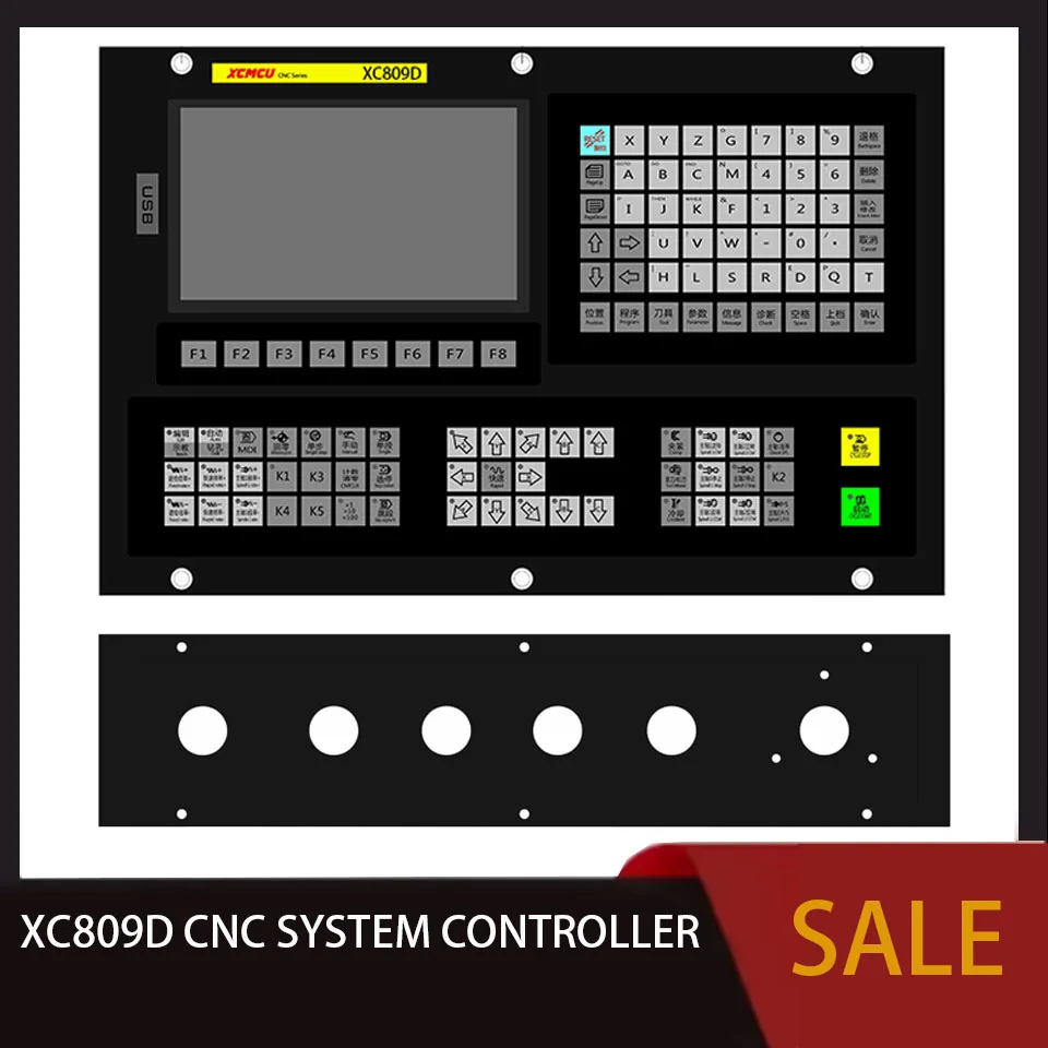 Фото Контроллер ЧПУ XC809D 3/4/5/6 осей USB, 24В, поддержка G-кода FANUC, офлайн-фрезерование, расточивание, нарезание резьбы и сверление №1