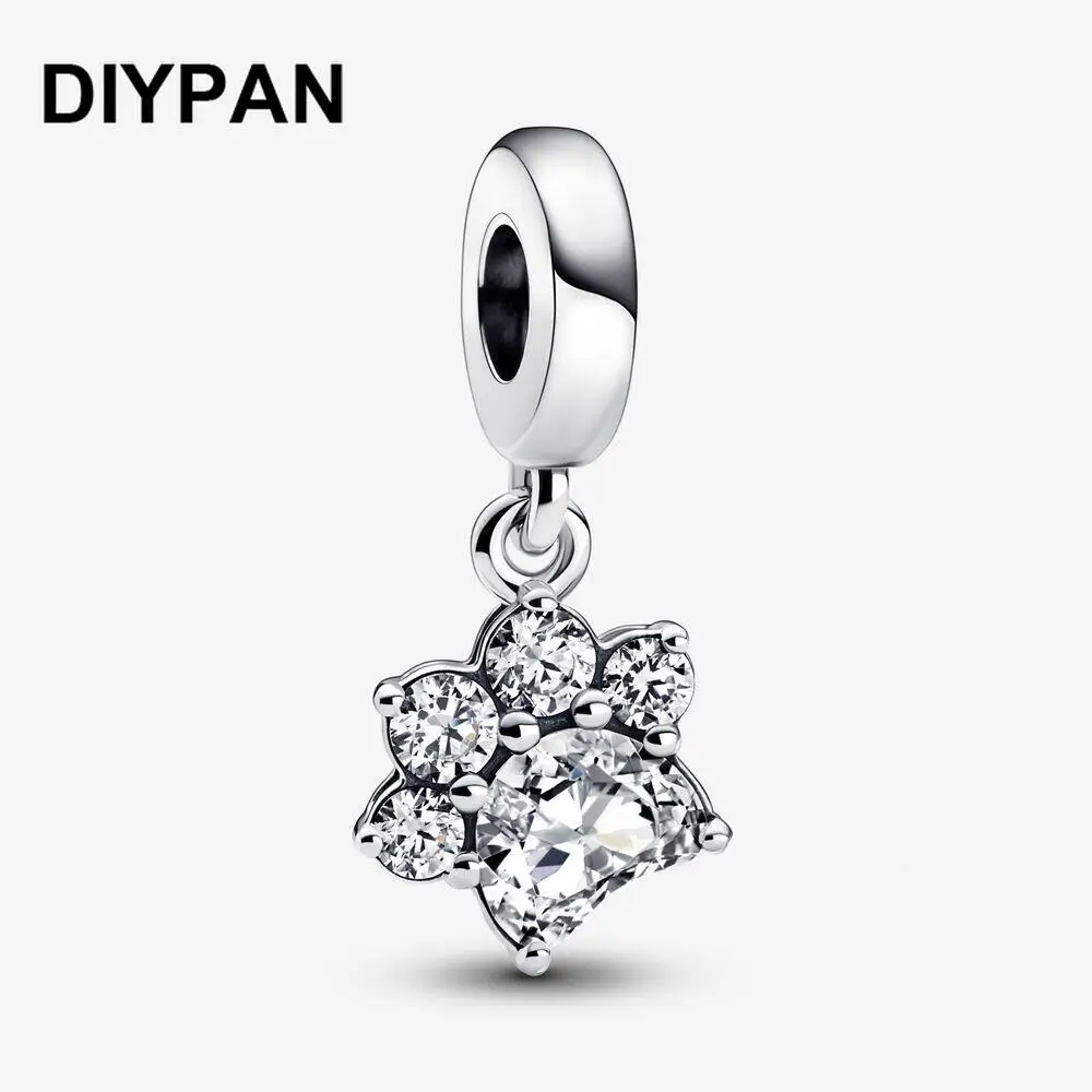 

Sparkling Pet Paw Print Dangle Charm Fit Original Pandora Charms Bracelet Charm Bead Pendant Jewelry Berloque