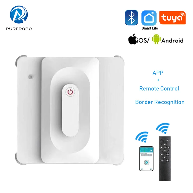 Purerobo W-S4 Ultra Thin Window Cleaning Robot APP&Remote Control Automatic Clean Glass Low Noise Square Vacuum Window Cleaner