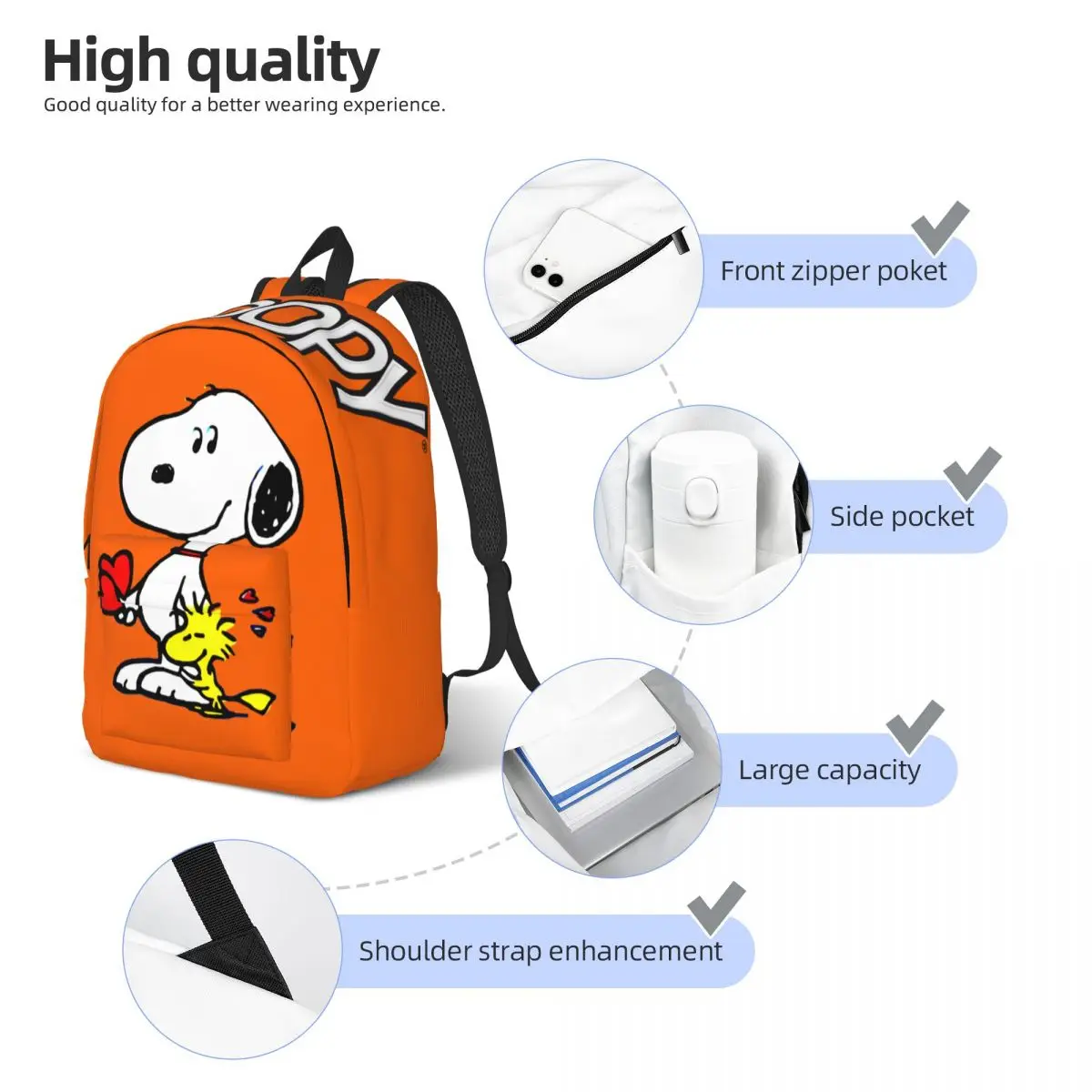 Розовый рюкзак Pinky Snoopy для мужчин и женщин персонализированная походная сумка