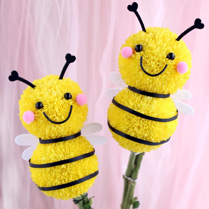 

Set of 10 Cute Little Bee Set Chrysanthemum Flower Bouquet DIY Material Kit