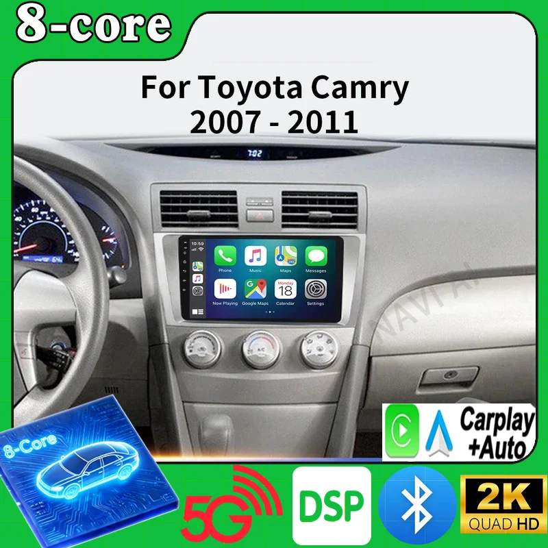 Фото Android 16 Carplay автомобильное радио мультимедиа для Toyota Camry 7 XV 40 50 2006-2011 навигационное видео DVD авторадио стерео 2din 4G + BT №1