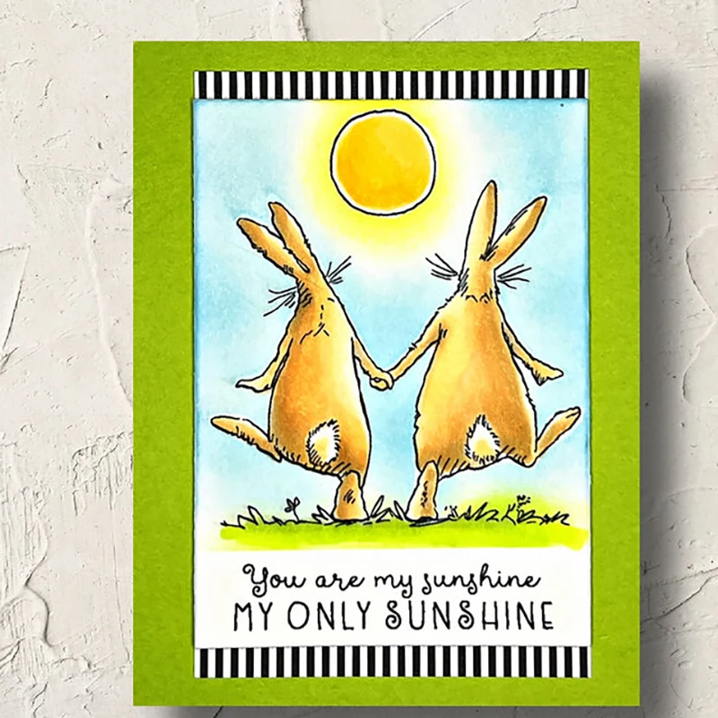 Новинка 2024 закат кролики любовь чувства слова солнце прозрачный штамп и