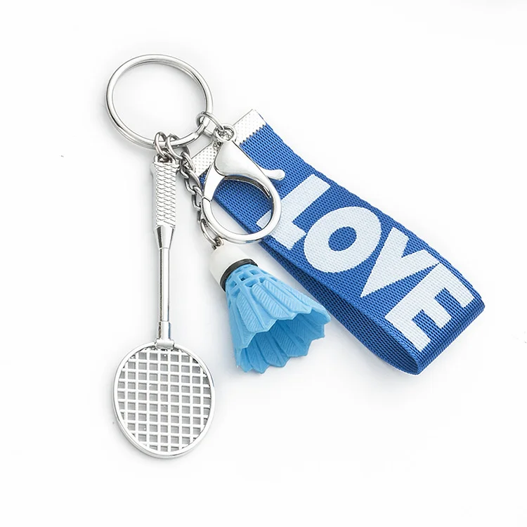 

Keychain Bag Car Key Chain Pendant Badminton Club Metal Keyring Birthday Gift 6 Colors Mix 30pcs/lot wholesale