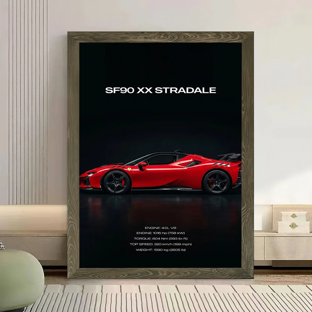 Фото Постер на холсте с изображением суперкара SF90 XX Stradale, персонализированные высококачественные настенные картины для украшения дома, декор для комнаты №3