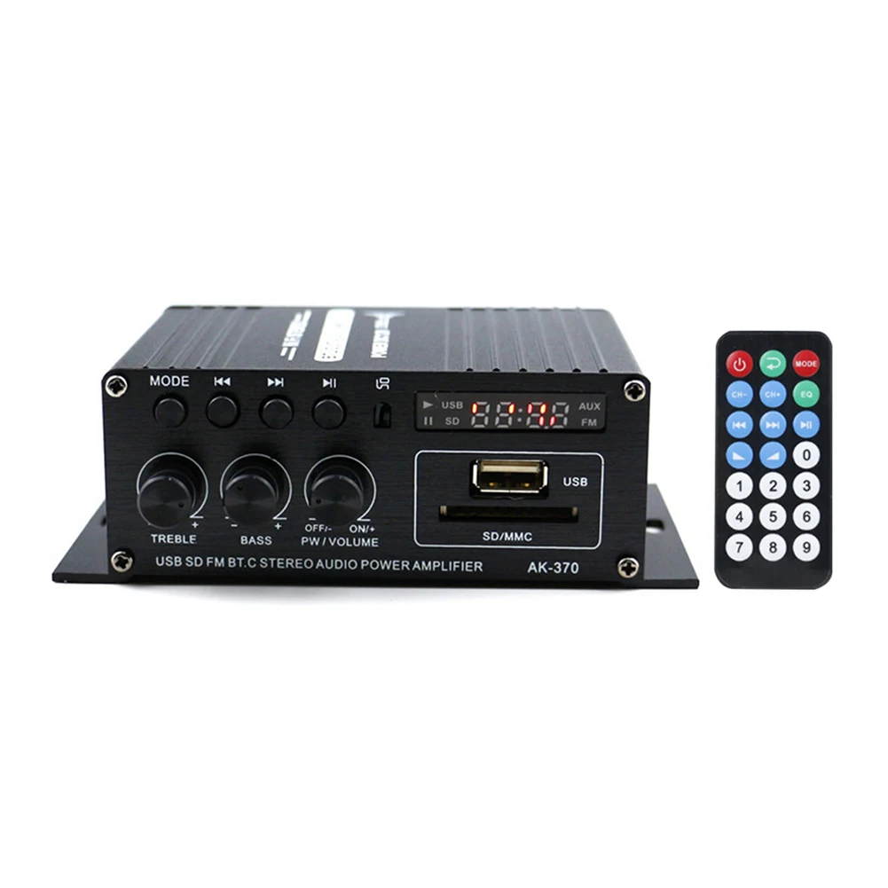 

AK-370 Audio Amplifier 2.0 Channel Auto Music Subwoofer Speaker 20W+20W Digital Audio Amplifiers Mini HIFI Stereo USB OTG Input