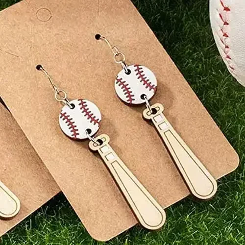 Деревянные бейсбольные Спортивные Повседневные индивидуальные серьги для