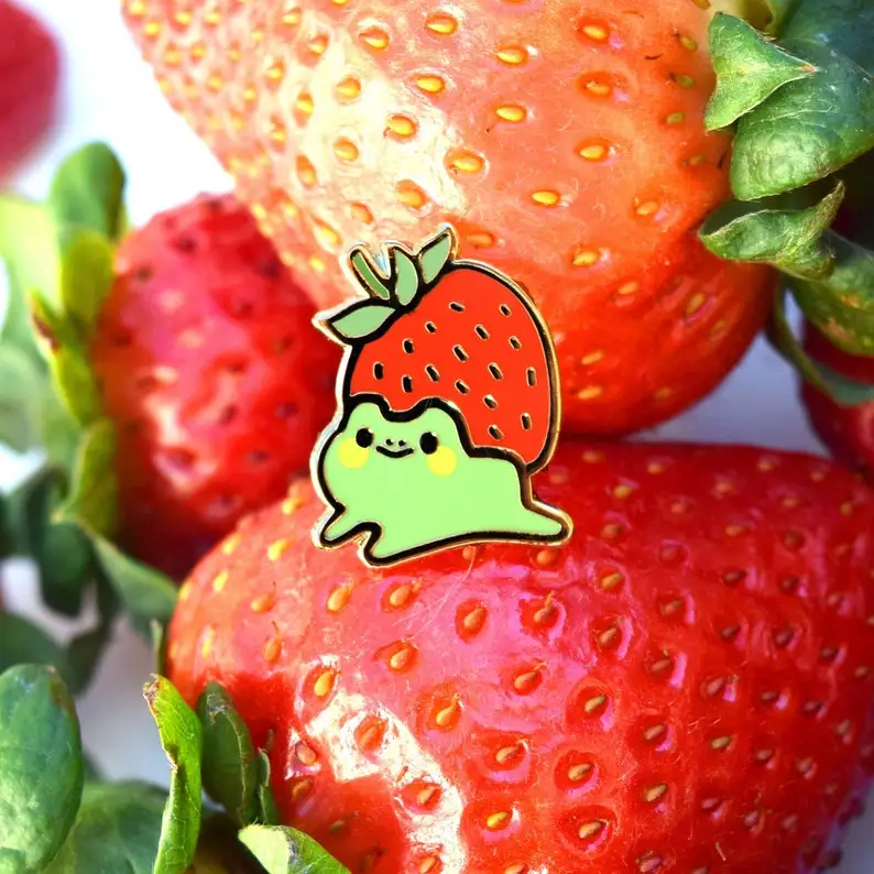 

Strawberry Frog Enamel Pin // Froggy, Cute, Kawaii, Nature, Outdoors, Froggo, Mini Pin, Animal