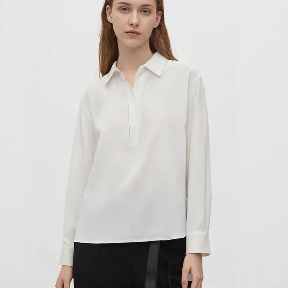Новая женская белая рубашка с длинными рукавами Taop&ampZa воротником и контрастной