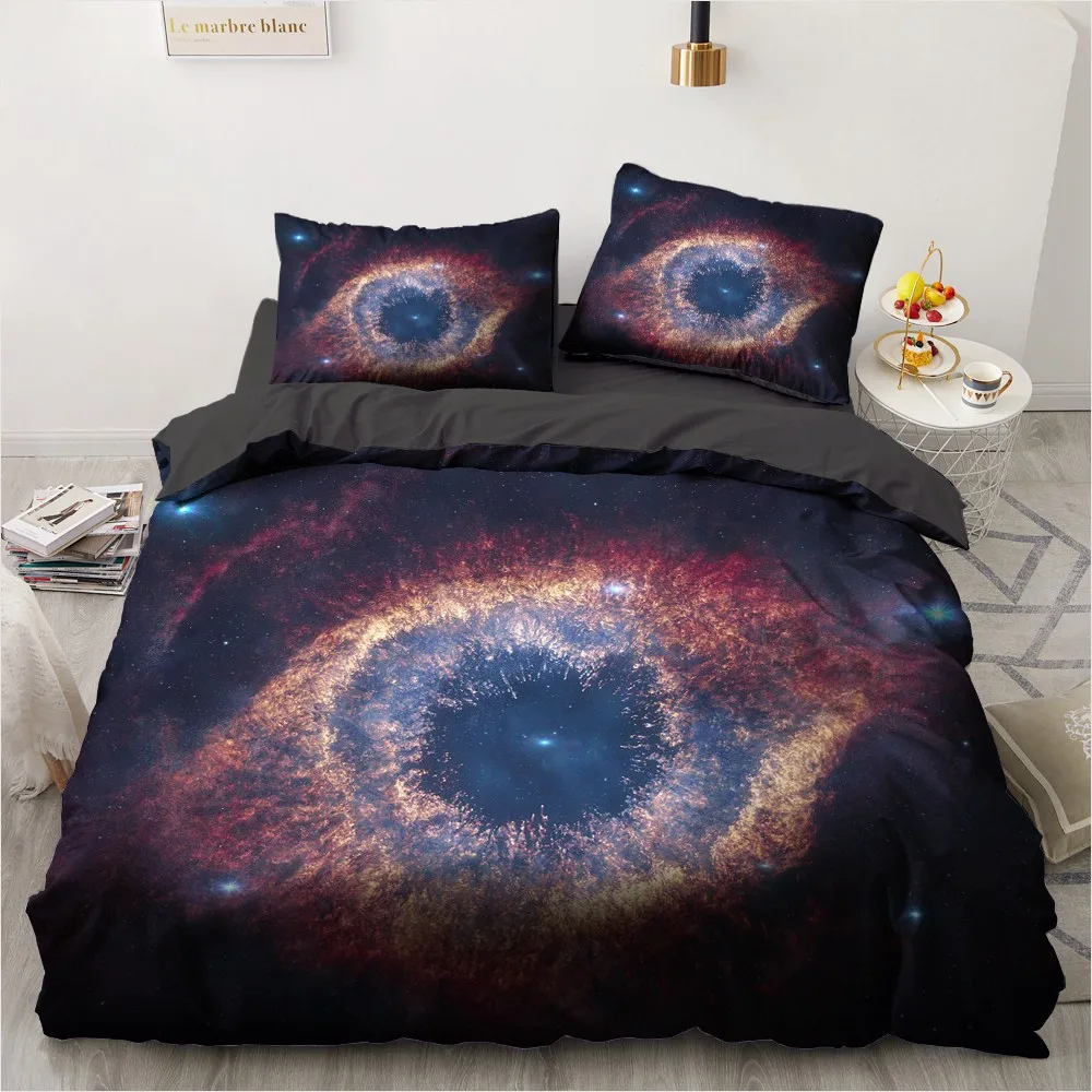 

Cool 3D Dark Blue Cover Set Quilt Covers Comforter Case 3Pcs King Queen Full Twin Size 228x228cm Magic Fantasy Bedding Sets