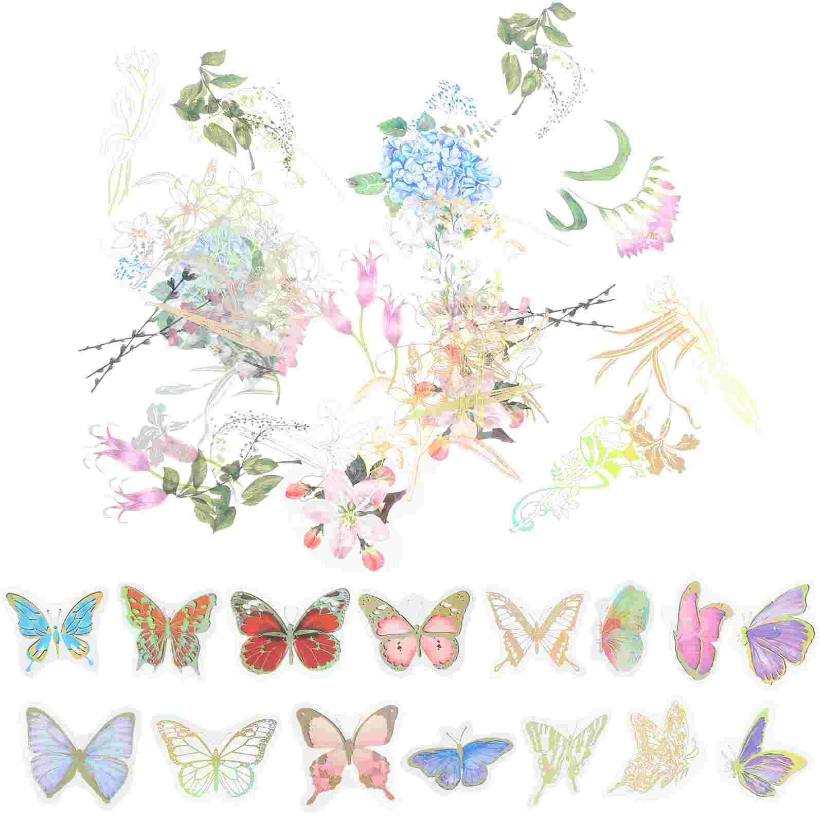 

60 Pcs Sticker Pet Stickers Flower Embellishments DIY Diary The Vintage Journaling