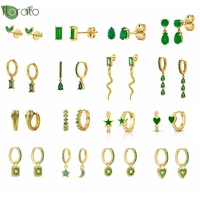 925 sterling silver needle premium emerald hoop earrings for women fashion heart earrings wedding luxury jewelry couple gifts
