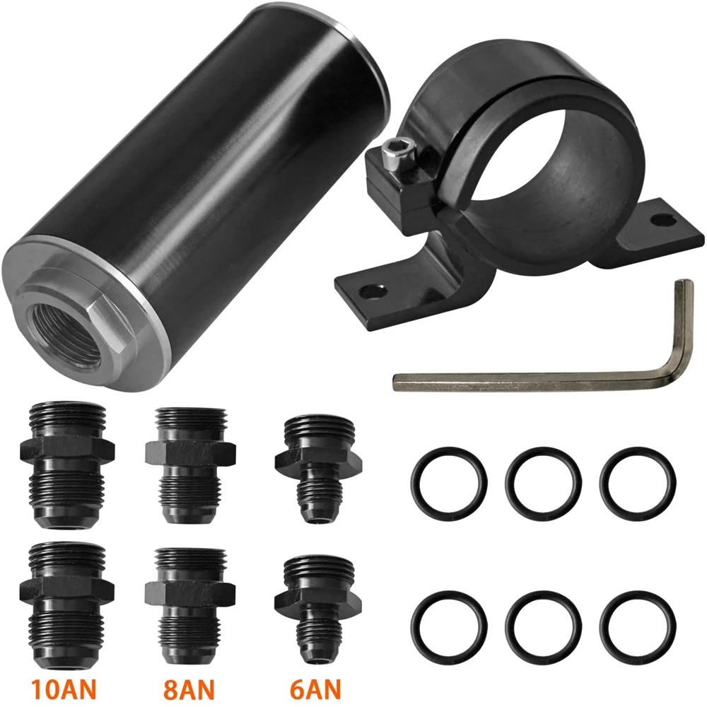 

50mm Air Filter 100 Microns Aluminum Support Online Universal Bracket High Flow Turbo 6AN 8AN 10AN Adapter