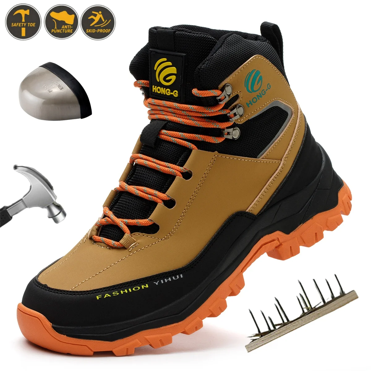 Мужские защитные ботинки со стальным носком износостойкие рабочие защита от