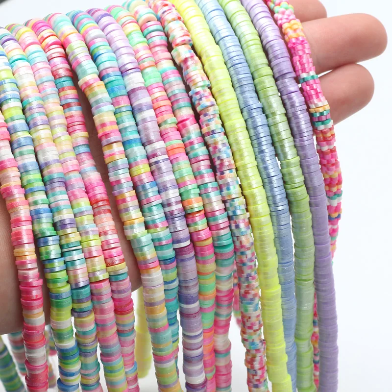 

350pc 6mm Flat Round Polymer Clay Beads Heishi Loose Spacer Beads for Needlework DIY Jewelry Making Bracelet Necklace Phonechain