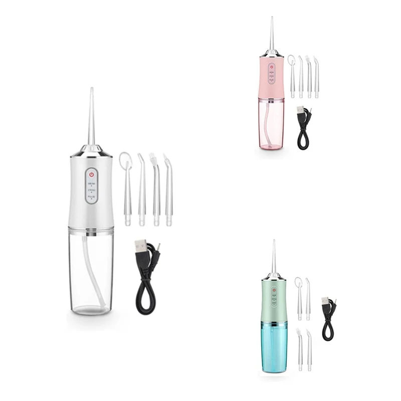 

1 Piece Water Jet Flusher Tank 4 Nozzle Washing Teeth Whitening Pick Stain Irrigator Cleaner Tool Portable ,White