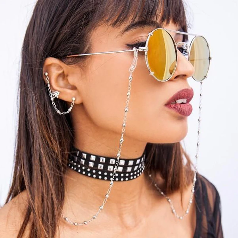 Steampunk Fashion Pearl Mask Chains Glasses Chain for Women Retro Metal Sunglasses Lanyards Eyewear Cord Holder Neck Strap images - 6