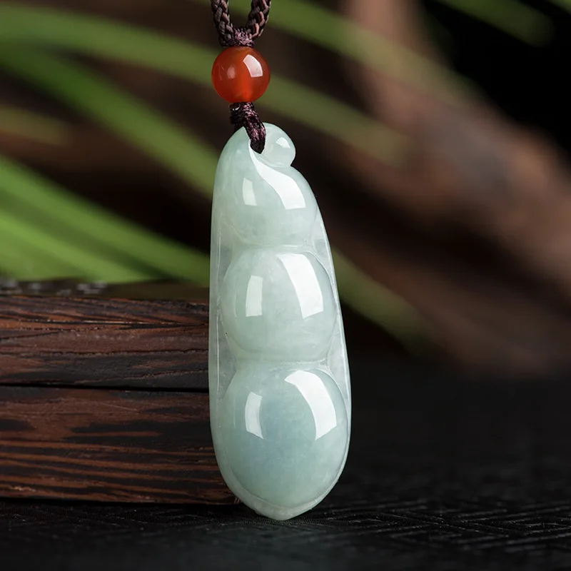 Фото Ювелирные изделия из натурального нефрита A+ Жадеит Fudou Four Seasons Bean Jade Кулон №1