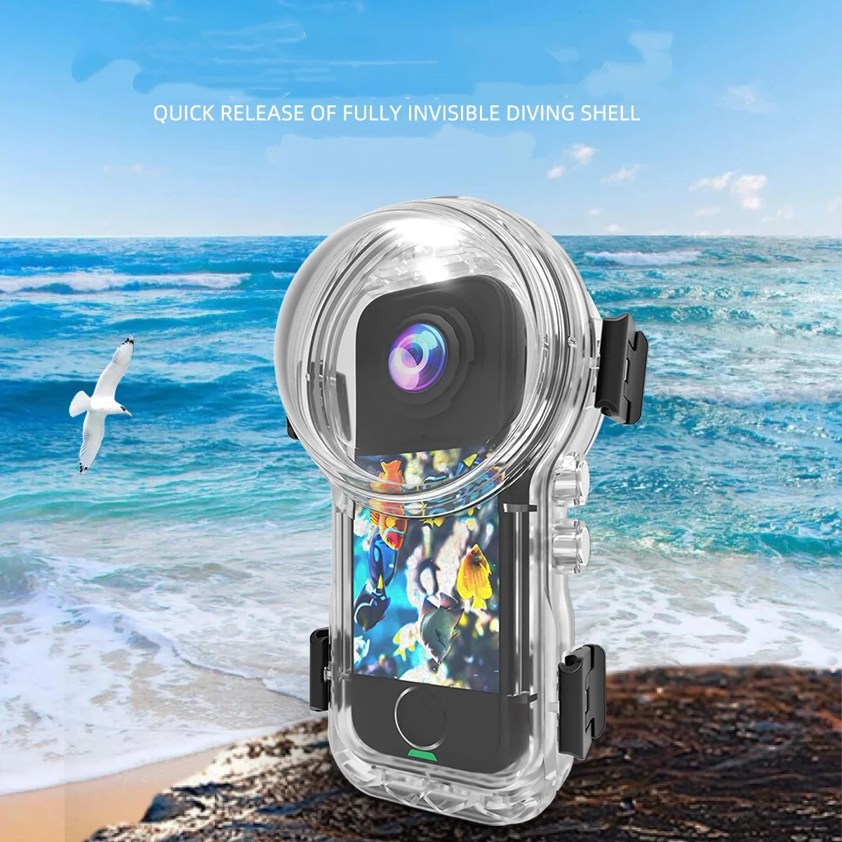 Фото Невидимый чехол для дайвинга для Insta360 X4 Air, подводный водонепроницаемый корпус для дайвинга 50 м, защитный чехол для аксессуаров для камеры №2