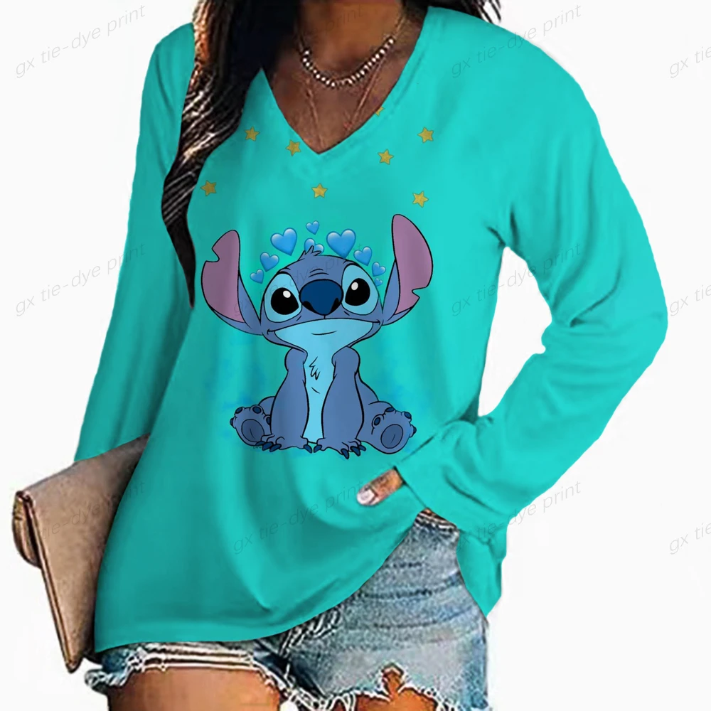 

Женская футболка с длинным рукавом, V-образным вырезом и цветочным принтом