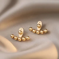personality minority t type metal beads stud earrings premium texture simple design sense earrings party shining jewelry