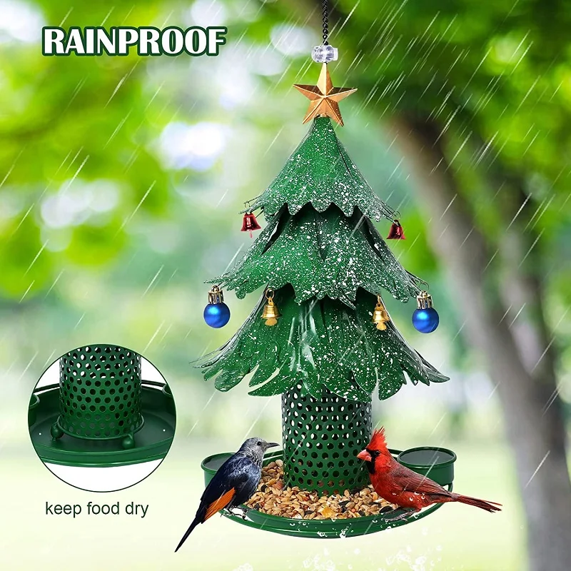 

Pet Bird Feeder Pet Food Dispenser Christmas Tree Shape Outdoor Hanging Bird Feeder Flying Animal Automatic Foot Feeding Tool