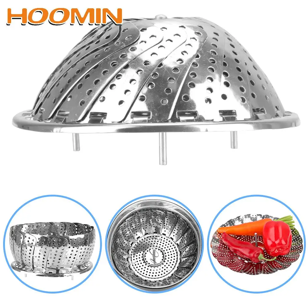 

Паровая корзина HOOMIN, кухонные инструменты, выдвижная Паровая сетка, Паровая полка, пароварка, плита, складная посуда, Паровая нержавеющая ст...