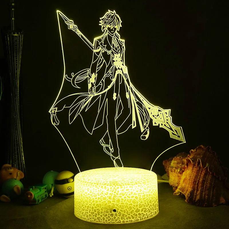 Genshin Impact Night Light Cute 3D Illusion Lamp Hot Game Light for Bedroom Decor LED Light Atmosphere Bedside Boy Kids Gift