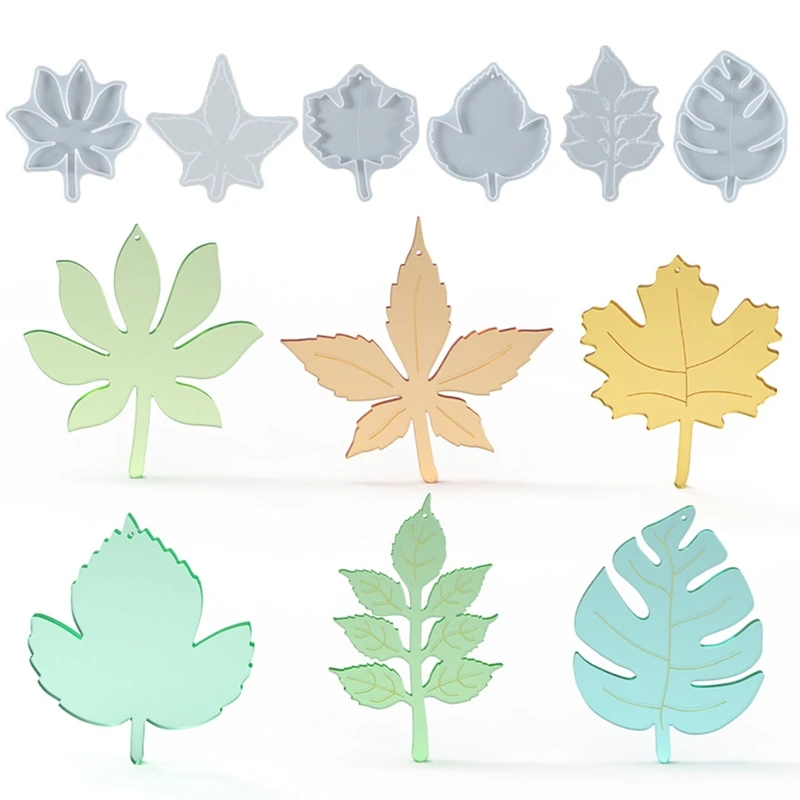 

Diy Crystal Epoxy Irregular Leaf Coaster Pendant Silicone Mold Leaf Tray Mold for Casting with Resin Concrete Cement