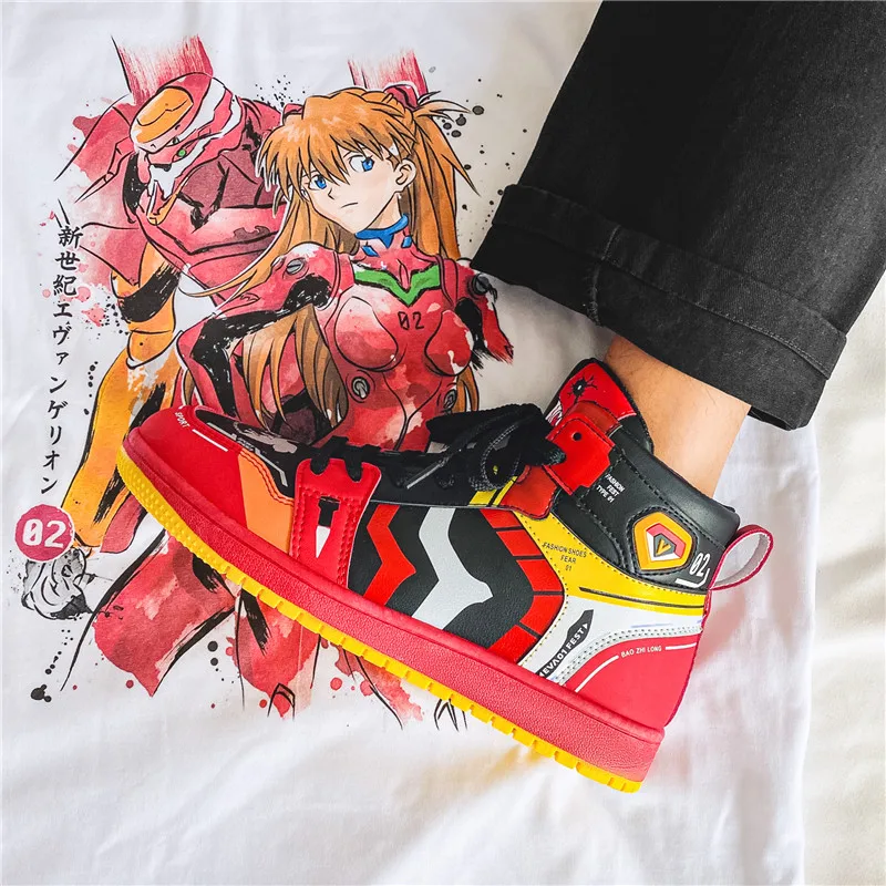 

Hot NEON GENESIS EVANGELION Anime Shoes Men Women Streetwear Cosplay Sneakers Unisex Vulcanized Running Casual Shoes High Top