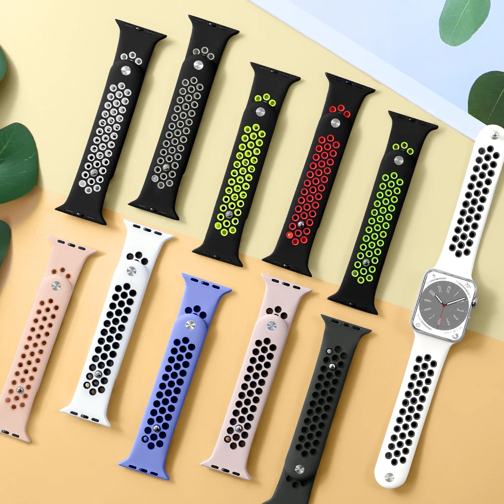 

Two section Strap For Apple Watch band 44mm 45mm 49mm 41mm 40mm 42mm 38mm 45 mm Silicone Bracelet iWatch Ultra series 7 3 6 se 8