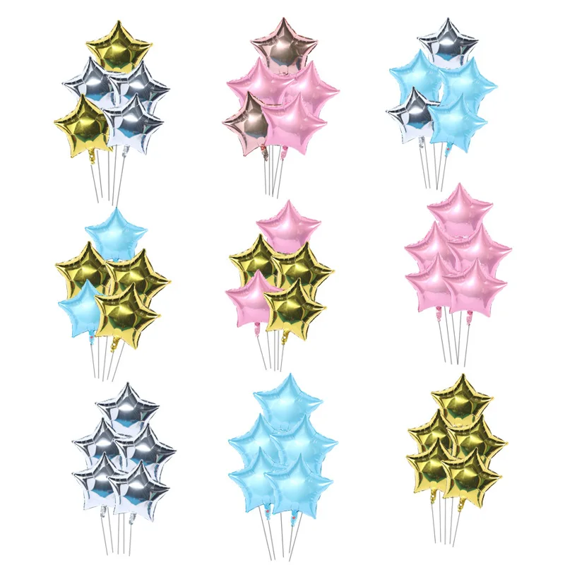 

5Pcs 18inch Gold Silver Foil Star Balloon Wedding Balloons Decoration Baby Shower Children's Kids Birthday Party Balloons Globos