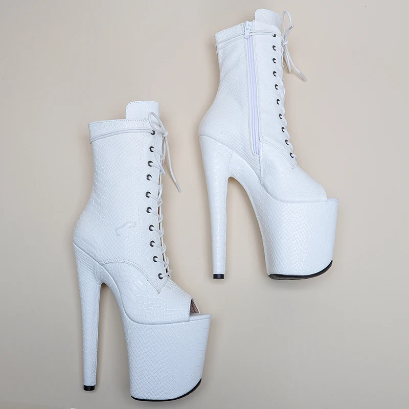Leecabe White UPPER 20CM/8Inch Women's Platform disco party High Heels Shoes Pole Dance boot