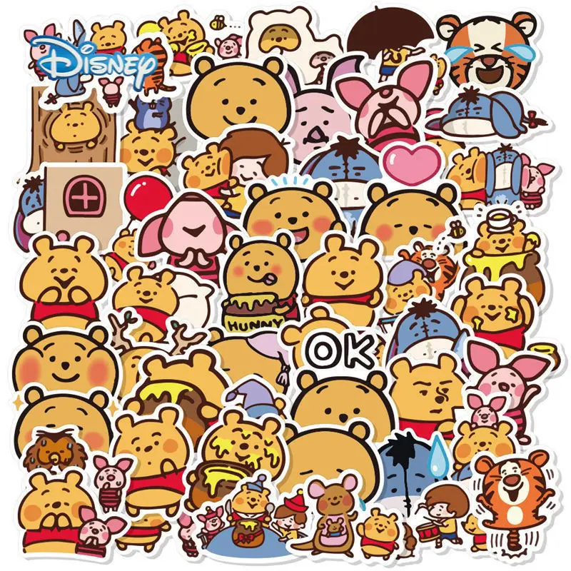 

100Pcs Disney Winnie the Pooh Cartoon Waterproof Stickers Laptop Skateboard Luggage Guitar Phone DIY Graffiti Sticker Kid Toy