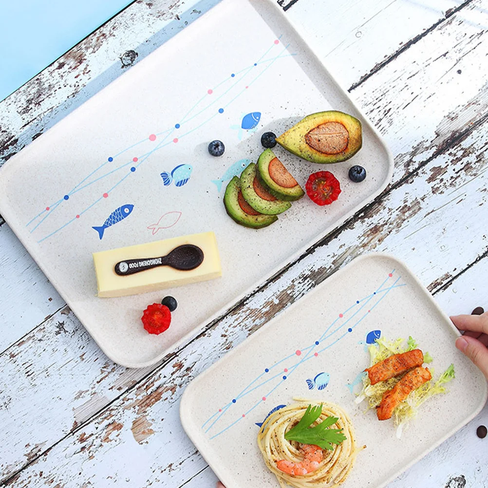 

Serving Tray Fast Tray Dessert and Tea Serving Tray for Home ( Beige Blue )