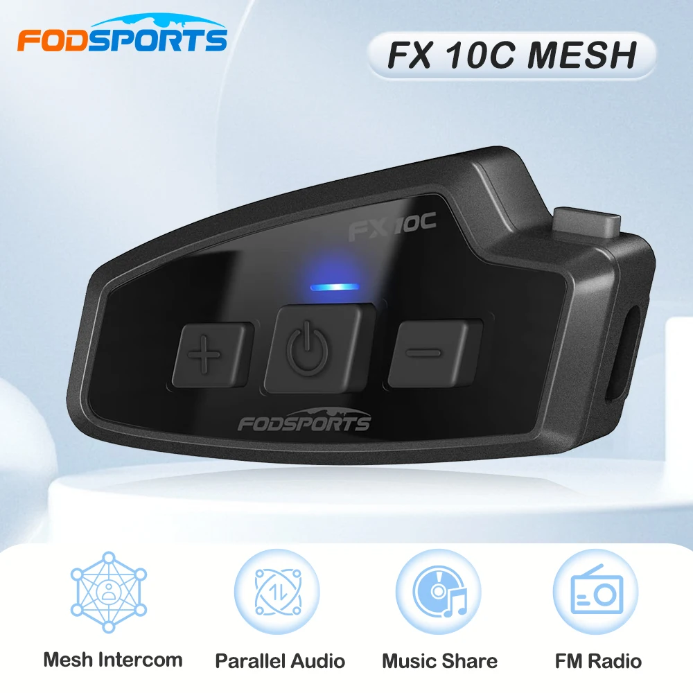 

Fodsport Mesh Intercom FX10C Мотоциклетный шлем Гарнитуры Наушники Bluetooth Мотоциклетная гарнитура Музыкальное сообщение FM-радио Водонепроницаемый