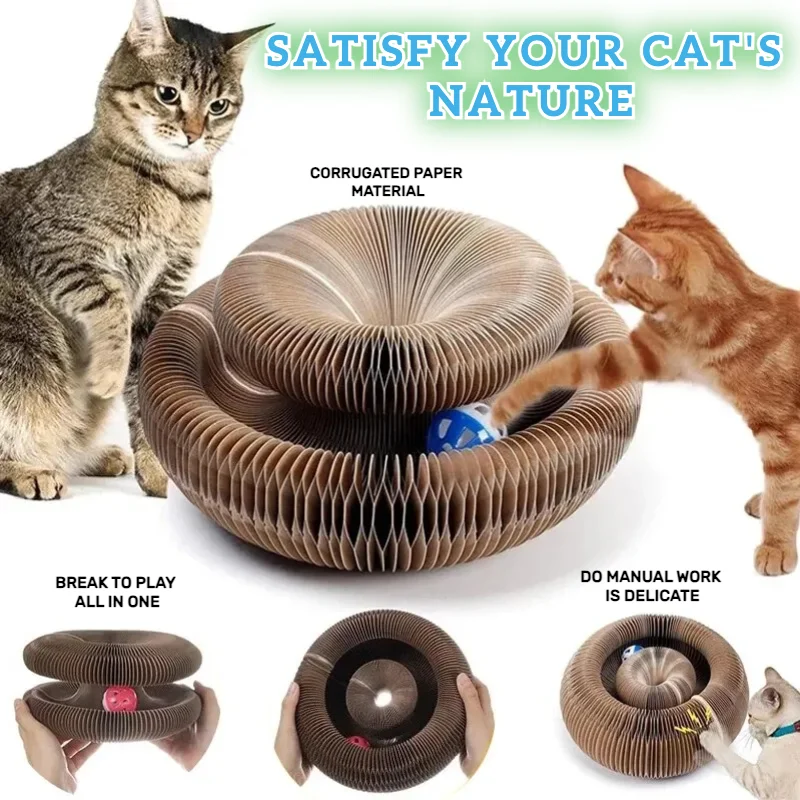 

Magic Cat Scratch Organ Board Cat Toy with Ball Cat Grinding Claw Cat Climbing Frame Kitten Round Corrugated Cat Scratching Toy