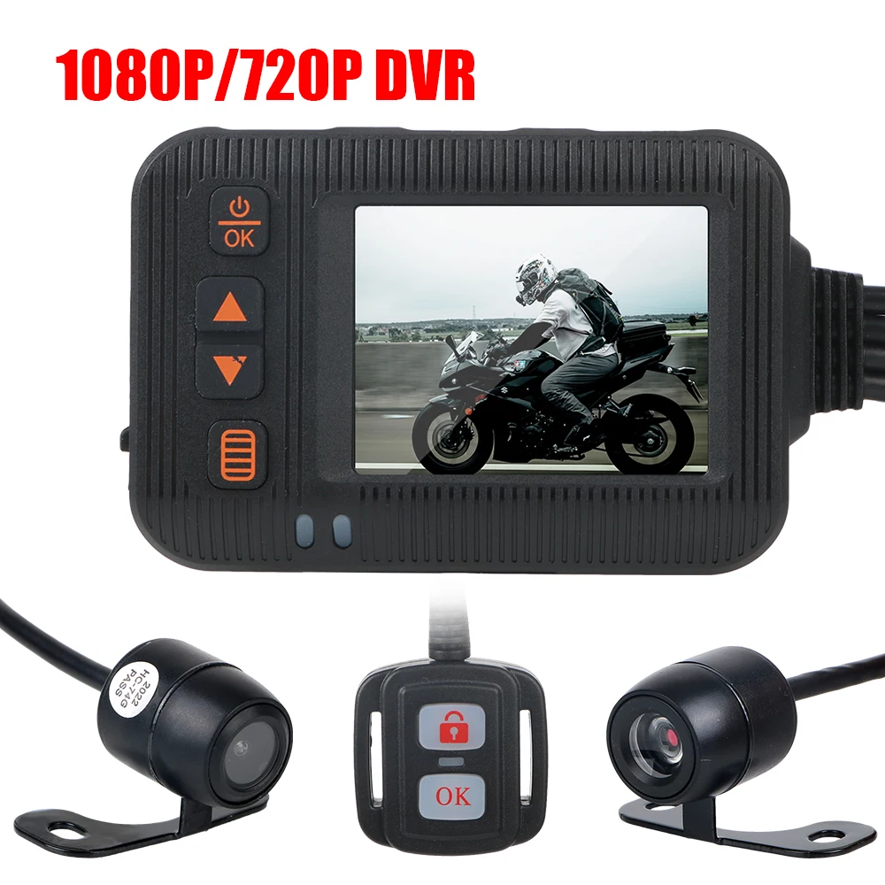 

Dashcam Wide Angle 2 Inch 1080P/720P Motorcycle DVR Video Recorder Front Rear Camera Waterproof Wired Remote Control