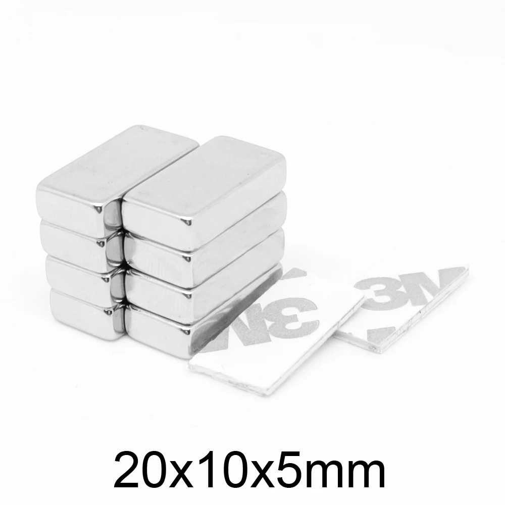 

2/5/10/20/30/50PCS 20x10x5 Block Powerful Strong Magnets With 3M Double Sided Adhesive Tape 20x10x5mm Neodymium Magnets 20*10*5