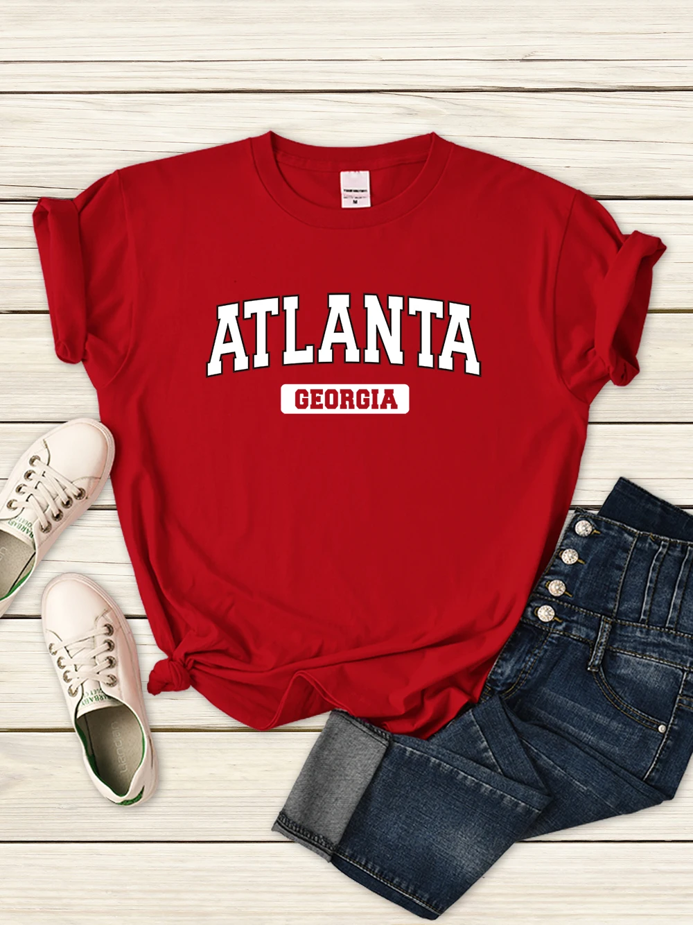 

Atlanta Georgia Print Women T-Shirt Summer Daily Casual T Shirts Street Hip Hop Short Sleeve Quality Brand T Shirt For Woman