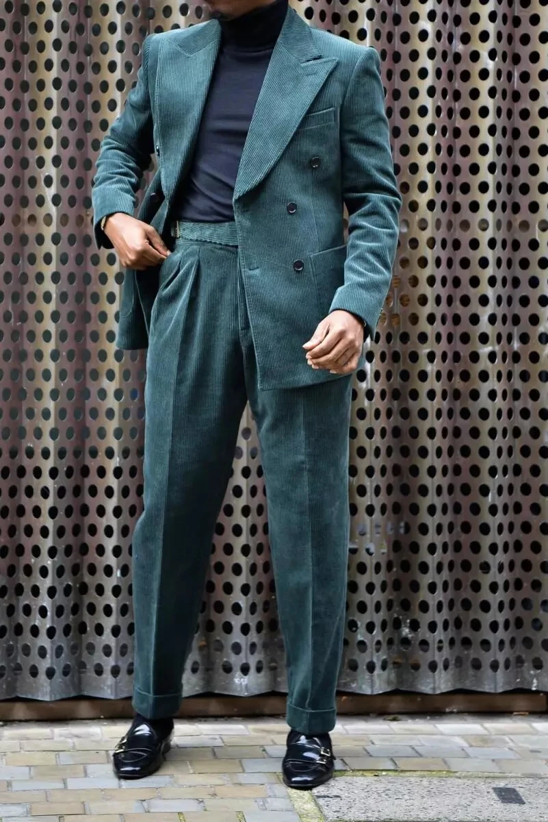 Мужской вельветовый костюм с лацканами для свадьбы смокинг жениха облегающий