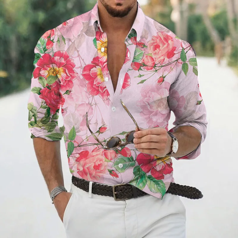 

Summer Luxury Hawaiian Floral Shirts For Men 3d Prined Beach Holiday Long Sleeve Oversized Tops Tees Shirt Man Tropical Camisa