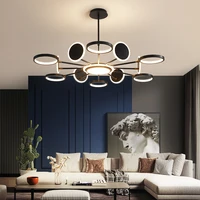 modern led ceiling chandeliers living room decoration black gold luxury chandelier led lighting lamparas de techo