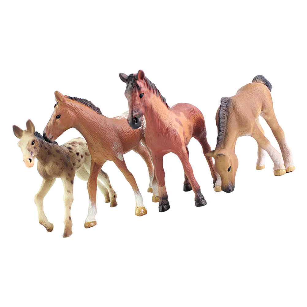 

4pcs Simulation Horse Adornments Small Simulation Crafts Plastic Indoor Decor