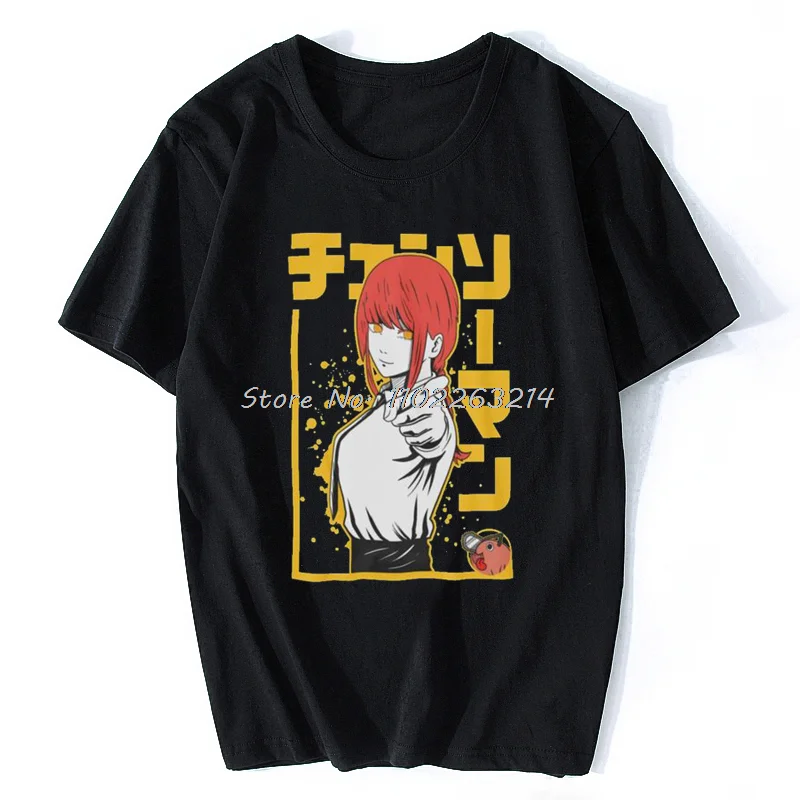 

Chainsaw Man Makima T-shirt Men's Graphic T Shirt Short Sleeve Cotton Anime Manga Denji Tshirt Cool Tee Top Gift Idea