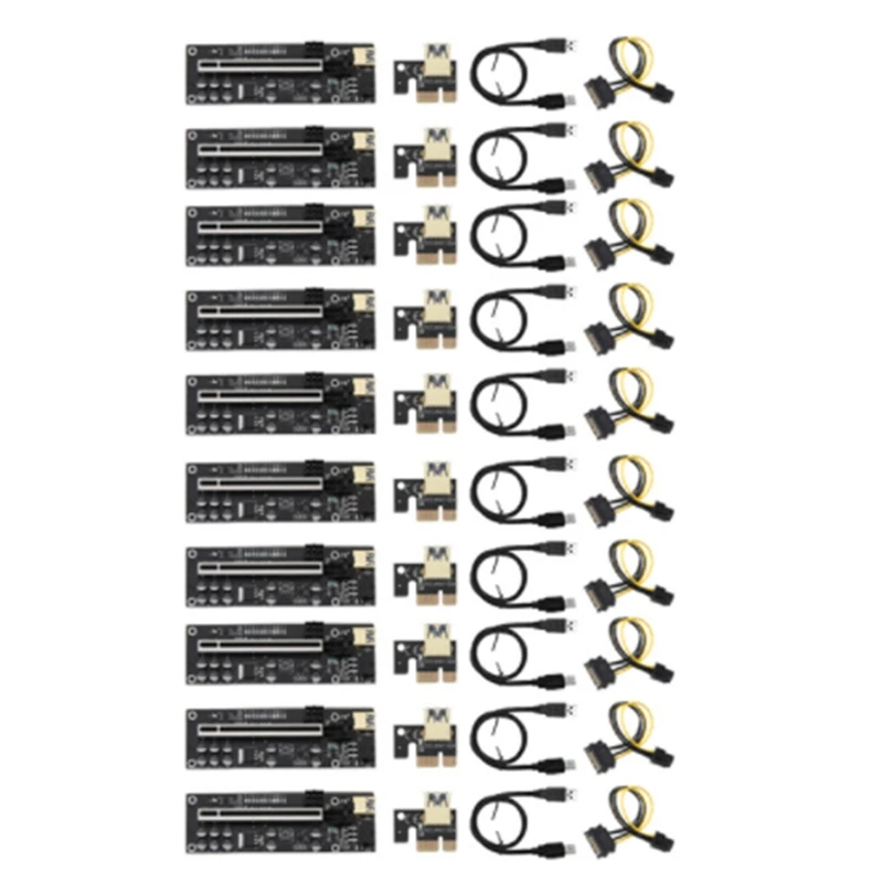 

10Pcs PCIE Riser 011 V011 Pro PCI-E PCI E Express Card GPU 1X To X16 6Pin Adapter Cable Riser For Graphics Card